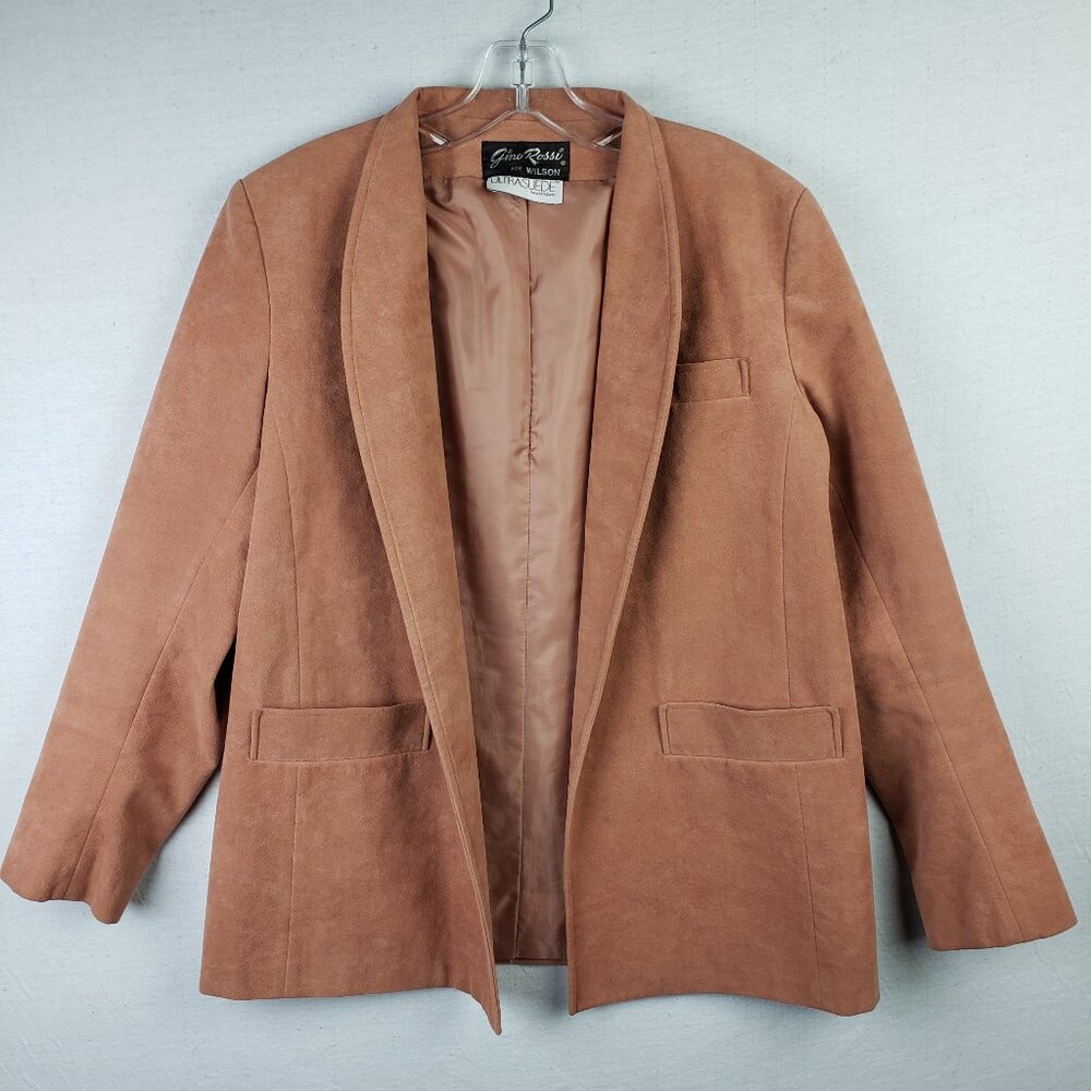 Vintage Gino Rossi for Wilson Suede Blazer Jacket Open Front size 12 Minimalist